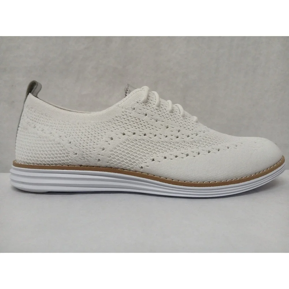 Cole Haan Womens Grand Stitchlite Wingtip Oxford White Knit Shoe W11514 Size 8.5